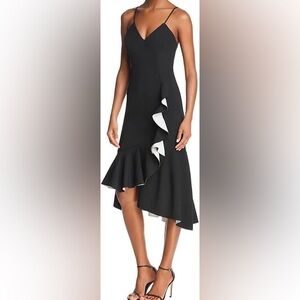 Bardot Sexy Black & White Ruffle Asymmetrical Dress Sz 8